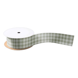 Sage Green Gingham Buffalo Check Linen Texture Satinband