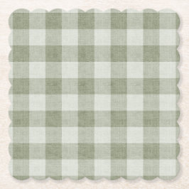Sage Green Gingham Buffalo Check Linen Texture Untersetzer