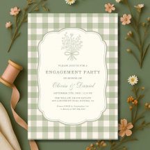 Sage Green Gingham Floral Engagement Party