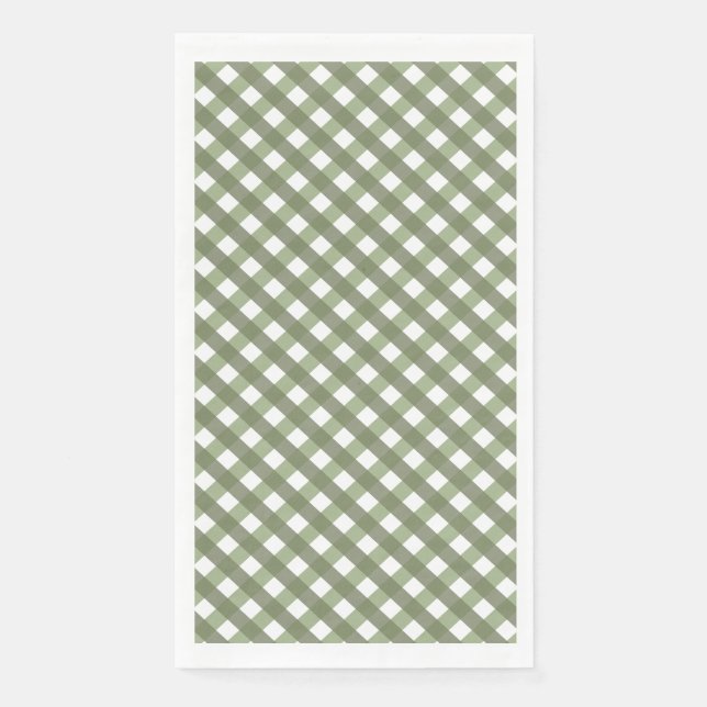 Sage Green Gingham Gemustert Serviette (Vorderseite)
