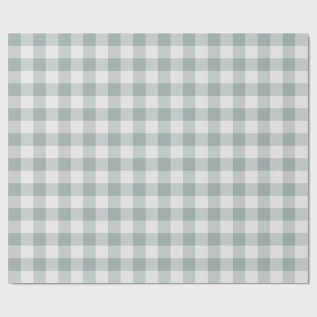 Sage Green Gingham Geschenkpapier (Flach)