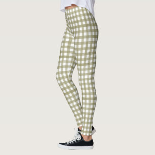 Sage Green Gingham Kariert Gemustert Leggings
