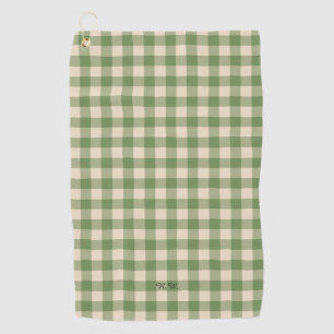 Sage Green Gingham Kariert Golfhandtuch