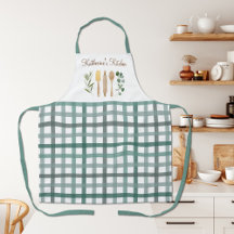 Sage Green Gingham Kariert Pattern Kitchen Utensil