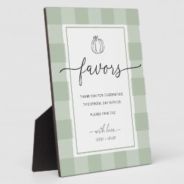 Sage Green Gingham Pumpkin Lieblings-Zeichen Fotoplatte