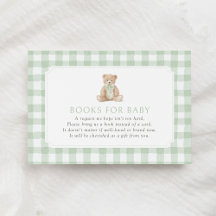 Sage Green Gingham Teddy Bear Books for Baby