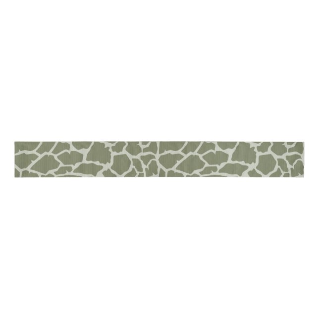 Sage Green Giraffe Print Ripsband (Vorderseite)
