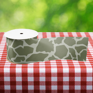 Sage Green Giraffe Print Satinband