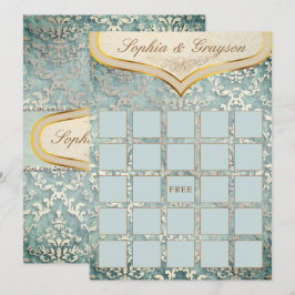 Sage Green Glimmer Damask Brautparty Game Card Einladung