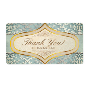 Sage Green Glimmer Damask Hochzeit Danke