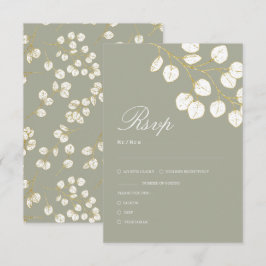 Sage Green Gold Blätter Grüne Hochzeit RSVP Karte