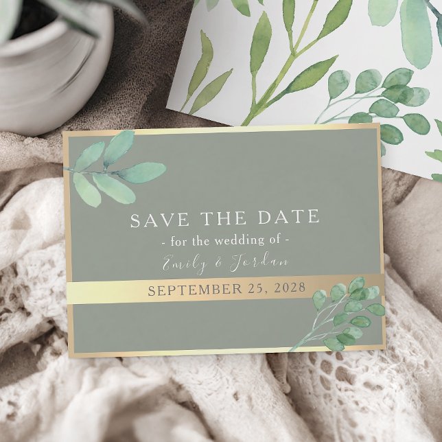 Sage Green Gold Botanic Save the Date (Von Creator hochgeladen)