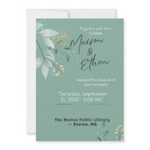 Sage Green Gold Botanical Wedding Invitation
