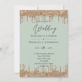 Sage Green Gold Dripping Glitzer Hochzeitsskript