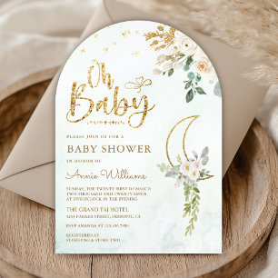 Sage Green Gold Elfenbeinblume Arch Baby Dusche Einladung