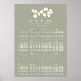 Sage Green Gold Eucalyptus Blätter Sitzkarten Poster