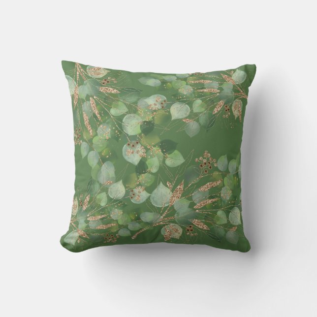 SAGE GREEN & GOLD EUCALYPTUS DOPPELSIEDLUNG Kissen (Vorderseite)