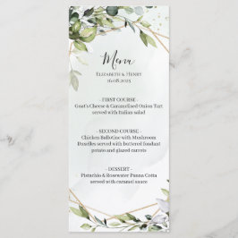 Sage green gold eucalyptus geometric wedding menu
