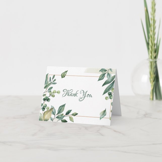 Sage Green Gold Framed Thank You Dankeskarte (Vorderseite)