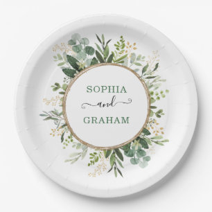 Sage Green Gold Garden Grüne Hochzeit Pappteller
