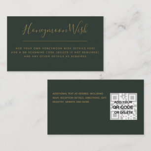 Sage Green Gold Honeymoon Wish QR Code Umschließun Begleitkarte