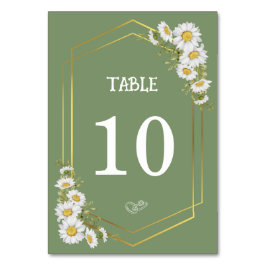 Sage Green Gold Minimalistisch Floral Wedding Tischnummer