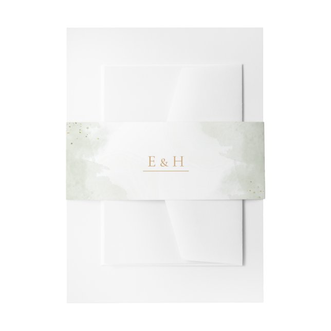 Sage green gold watercolour elegant wedding  einladungsbanderole (Vorderseite Beispiel)