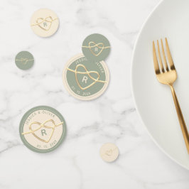 Sage Green & Gold Wedding Confetti mit Monogramm Konfetti