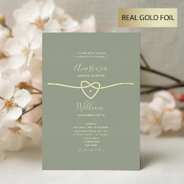 Sage Green Gold Wedding Folieneinladung