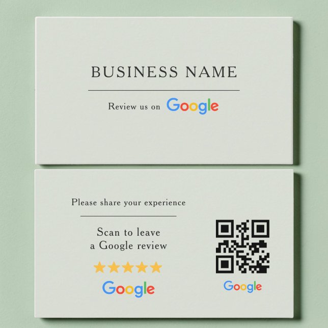 Sage Green Google Bewertungs-QR-Code Spa Salon Visitenkarte (Von Creator hochgeladen)