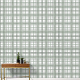 Sage Green, Grau und Weiß Kariert Tapete