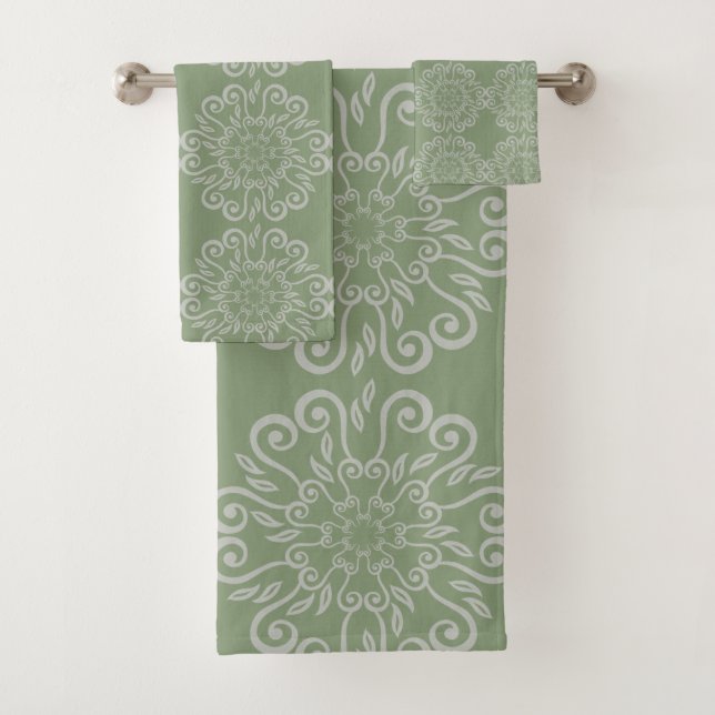 SAGE GREEN GREY HAMPTONS STYLE SALLE DE BAINS TOWE (En situation)