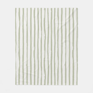 Sage Green Grunge Bold Stokes Linien Muster Fleecedecke