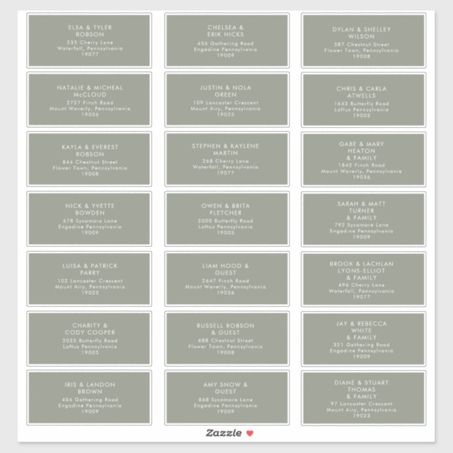 Sage Green Guest Address Sticker (Blatt)