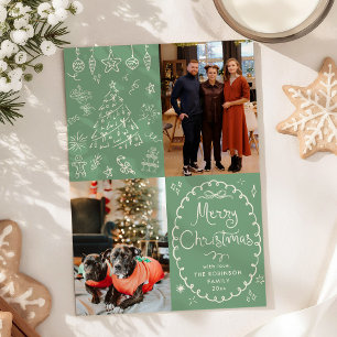 Sage Green Hand Drawn Frohe Weihnachten 2 Foto
