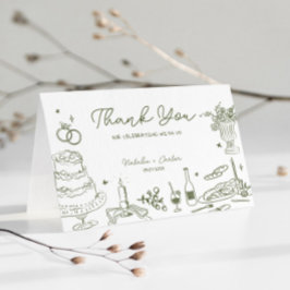 Sage Green Hand Drawn Whimsical Wedding Danke