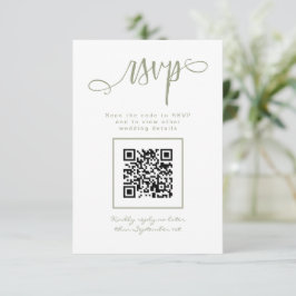 Sage Green Handgeschriebenes Skript Einfaches QR-C RSVP Karte