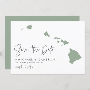 Sage Green Hawaii Carte Script minimaliste moderne