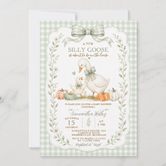 Sage Green Herbst Silly Goose Babyparty Einladung