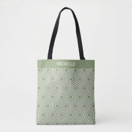 Sage Green Hexagon Honeycomb Geometrisches Muster Tasche