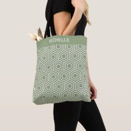 Sage Green Hexagon Honeycomb Geometrisches Muster Tasche