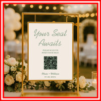 Sage Green Hochzeit | QR-Code Sitzplan Schild