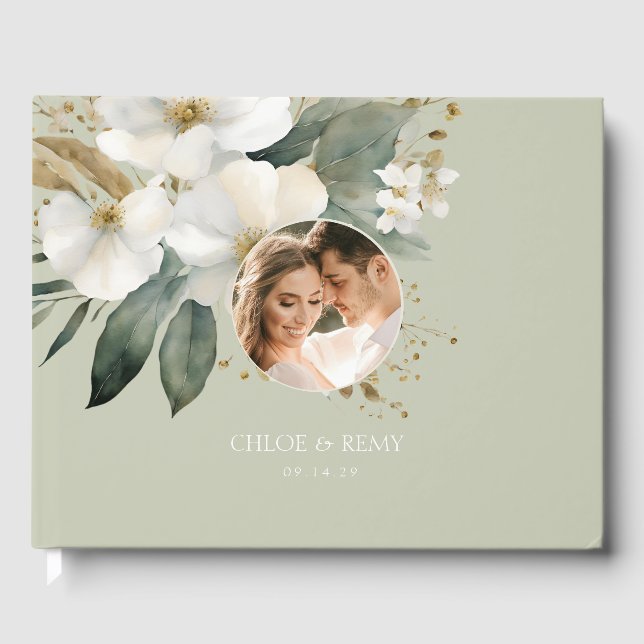Sage Green | Hochzeitsfeiern mit Aquarellfarben Gästebuch (Vorderseite)