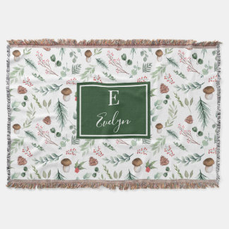 Sage Green Holiday Personalized Throw Blanket Decke