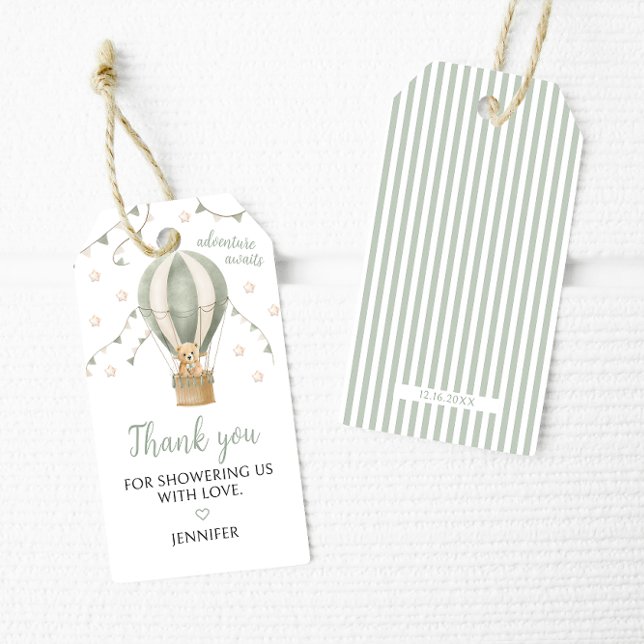 Sage Green Hot Air Ballon Baby Boy Dusche Geschenkanhänger (Von Creator hochgeladen)