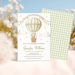 Sage Green Hot Air Ballon Teddy Bären Baby Dusche Einladung
