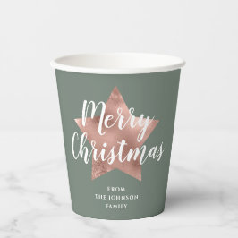 Sage Green Imitats Rose Gold Star Frohe Weihnachte Pappbecher