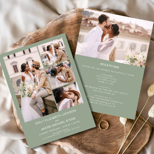 Sage Green in einem Minimalistischen Foto Hochzeit Einladung