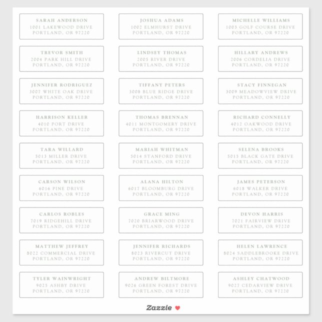 Sage Green Individual Guest Address Labels (Blatt)