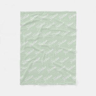 Sage Green Individueller Kindername Wiederholung Fleecedecke